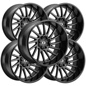 306-22073gbms-19 Vision Set Of 5 306 Rapier 22x10 5x5 Inch -19mm Black/milled Wheels Rims