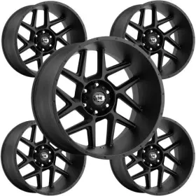360-24273sb-51 Vision Set Of 5 360 Sliver 24x12 5x5 Inch -51mm Satin Black Wheels Rims 24
