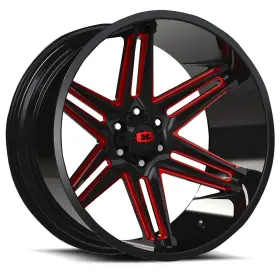 363-24281gbmr-51 Vision 24x12 -51 363 Razor 8x6.5 Black Milled Spoke With Red Tint Wheels Set Of 4