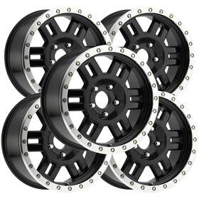 Vision 398blz7883bmr-15 Set-5 398bl Manx Beadlock 17x8.5 6x5.5 Inch -15mm Gloss Black Wheels Rims