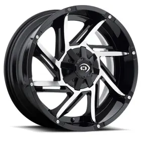 422z20283gbmf-51 Vision 20x12 422 Prowler Gloss Black Machined Face Wheel 6x5.5 -51mm