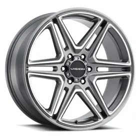 476-22984gmmf30-4n Vision 22x9.5 Street 476 Wedge 6x139.7 6x5.5 Gunmetal Machined Wheel Rim Qty 4