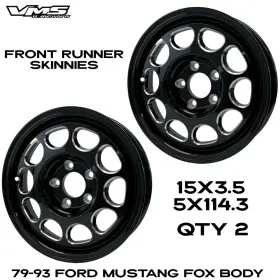 Vwpd003-2 Vms Racing 10 Hole Front Skinny Runner Wheels 1 5x3.5 5x114 For Fox Body Ford Mustang Black