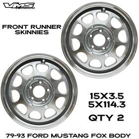 Vms Racing Vwpd004-2 10 Hole Skinny Front Runner Wheels 5x114 15x3.5 For Fox Body Ford Mustang Silver