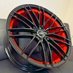 Wc20 Wheel Creators 4 20ftft Wheels For Audi Q3 2015 - 2024 5x112 20x9 30mm Gloss Black Inner Red