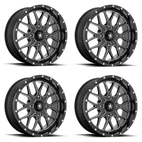 M45-022756m Wheel Pros Set 4 Msa Offroad M45 Portal 22x7 4x156 Black Milled Wheels 22 Inch 0mm Rims