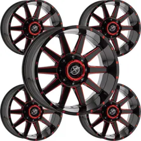 Xf-219179061351397 Xf Off-road 0gbrm Set Of 5 Xf-219 17x9 6x135/6x5.5 Inch 0mm Black/red Wheels Rims