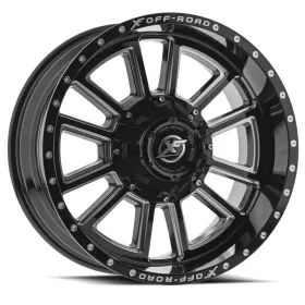 Xf-225201261351397-44gbml Xf Off-road 20x12 Xf-225 Gloss Black And Milled Wheel 6x135/6x5.5 -44mm