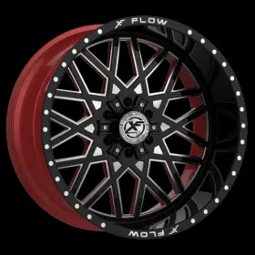 Xfx-307241261351397-44gbrwmw Xfx Flow 24x12 Xfx-307 Gloss Black Milled With Red Inner Wheel 6x135/6x5.5 -44mm