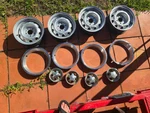 Mopar Rally Wheels Original 14X5.5 Cuda Challenger Roadrunner 5X4.5 Set Used. Price: $450.00.