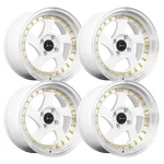 (SET-4) Vors VR2 15X8 4X100 White Machine Lip 20MM Wheels Rims Inch New. Price: $660.00.