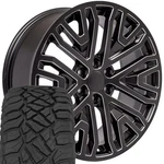 Oe Wheels CV37 22X9 Black & 285/45R22 R/t Tires Set 6X139.7 28ET New. Price: $2008.00.