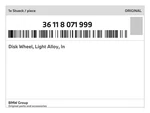 Genuine Bmw Disk Wheel, Light Alloy, 36-11-8-071-999 New. Price: $1049.80.