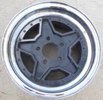 Vintage Marca 14" X 7" Chrome / Black Unilug Star Mag Wheel. 4.5" & 4.75 Used. Price: $149.99.