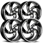 (SET-4) Strada C05 Retro 22X9 5X5" +15MM Black/milled Ssl Wheels Rims 22" Inch New. Price: $1708.00.