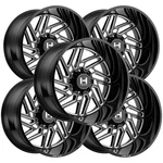 (SET-5) Hostile H116 Jigsaw 24X14 6X5.5" -83MM Black/milled Wheels Rims 24" Inch New. Price: $4430.00.