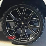 26'' Silverado Spoke Wheels Black Milled 33'' Mt Tires Yukon Sierra New Tpms. Price: $2799.00.