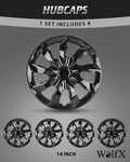 Inch Set Of Black Wheel Covers Snap On Full Hub Caps For R14 Tire Steel Rim New. Price: $39.99.