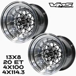 13X8 Vms Racing Revolver Black Polished Drag Race Rims Wheels 4X100/4X114 20 Et New. Price: $379.88.