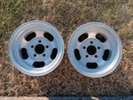 (2) 14X7 Aluminum Wheels, 3/4" Chevy Slots, Gasser Used. Price: $179.99.