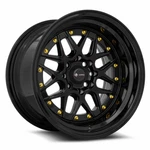 (1) 15X9 Vors VR7 4X108 +0 All Black Gold Rivet Wheel New. Price: $195.00.