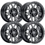 (SET-4) Weld Off-road Cinch 17X9 6X135 Black Milled 0MM Wheels Rims New. Price: $1300.00.