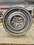 1956 1957 1958 1959 1960-62 Corvette Welded Dog Bone Wheel, 15X5, "pitting Read" Used. Price: $125.00.