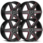 (set Of 4) Strada S60 Coda 22X9.5 5X120 +25MM Black/red Wheels Rims 22" Inch New. Price: $1544.00.