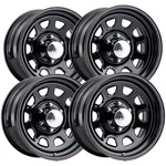 (set Of 4) Allied 52 Daytona 15X10 5X4.5" -38MM Black W/cap Wheels Rims New. Price: $526.96.
