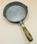 Vintage Cast Aluminum Wood Handled Frying Pan With Double Pour Lip 6 3/4" Used. Price: $13.88.