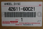4261160C21 Genuine Toyota Wheel Disc 42611-60C21 New. Price: $741.35.