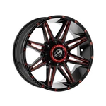 Off-road XF-220 Gloss Black & Red Milled 22X12 8X165.1/8X170 125.2 Hub Used. Price: $278.35.