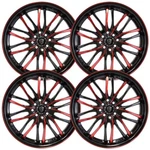 (SET-4) White Diamond W3108L 18X8 5X100/5X114.3 Black Red 35MM Wheels Rims New. Price: $873.60.