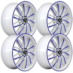 (SET-4) White Diamond W3108 18X8 4X100/4X114.3 Blue 35MM Wheels Rims New. Price: $873.60.