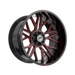 (1) Off-road XF-235 Gloss Black & Red Milled 20X9 6X135/6X139.7 106.4 Hub New. Price: $344.48.