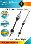 New Oe Front Cv Axles For 2020-2022 Toyota Highlander 4X4 Lifetime Warranty. Price: $316.41.