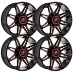 (SET-4) Off-road XF-220 18X9 Blank 0MM Black Red Wheels Rims Inch New. Price: $1122.00.