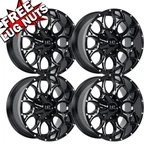 (SET-4) Hardrock Horseshoe 22X10 5X150/5X139.7 -25MM Black Milled Wheels Rims New. Price: $1532.00.