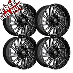 (SET-4) Hardrock Offroad Overdrive 22X10 8X165.1 -19MM Black Milled Wheels Rims New. Price: $1532.00.