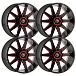 (SET-4) Off-road XF-219 18X9 Blank 0MM Black Red Wheels Rims Inch New. Price: $1122.00.