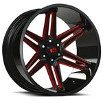 24" Vision 363 Razor Gloss Black Milled Spoke With Red Tint 24X12 Wheel 8X6.5 (8 New. Price: $578.49.