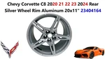 Chevy Corvette C8 2020-2024 Rear Silver Wheel Rim Aluminum 20X11" 23404164 Used. Price: $160.00.