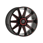 Off-road XF-219 Gloss Black & Red Milled 17X9 8X165.1/8X170 125.2 Hub Used. Price: $238.05.