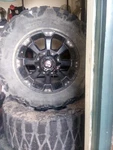 Chevy Ballistic 18IN And Tires Black Rims Like New Comes With 33 Mudgrappler. Price: $800.00.